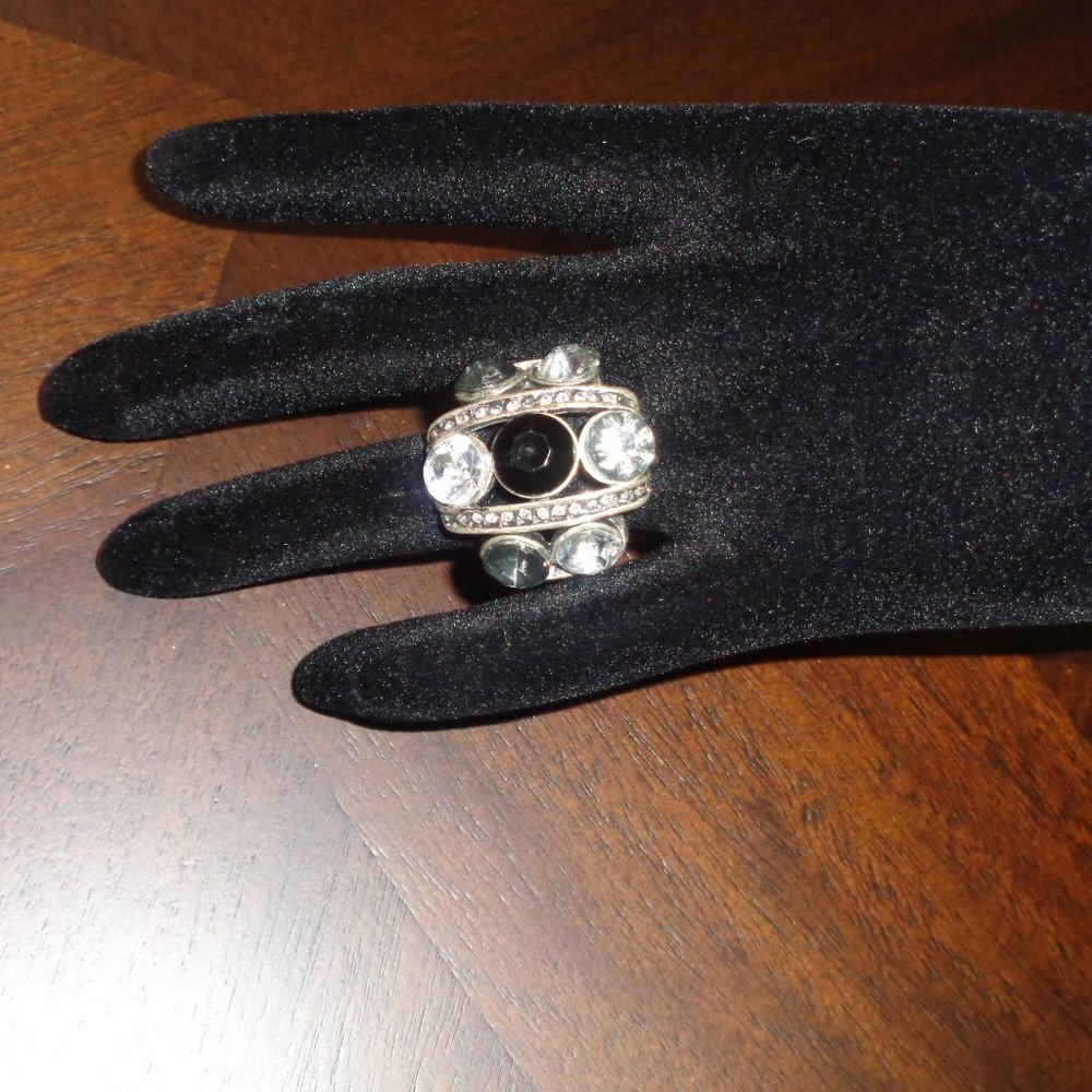 Big ring with faux crystals- costume jewelry